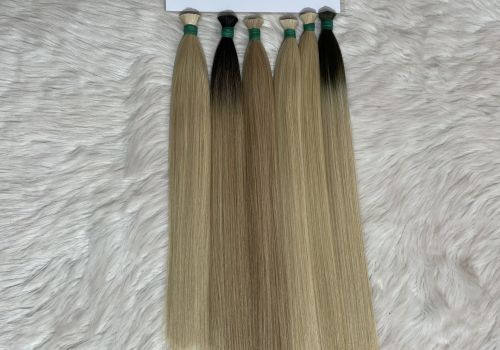 Bulk hair extension ombre blonde color